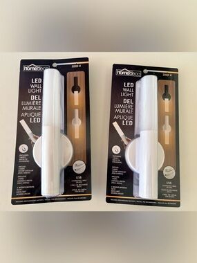 LED Wall Light - White Rechargeable USB Night Lamp (3000K)